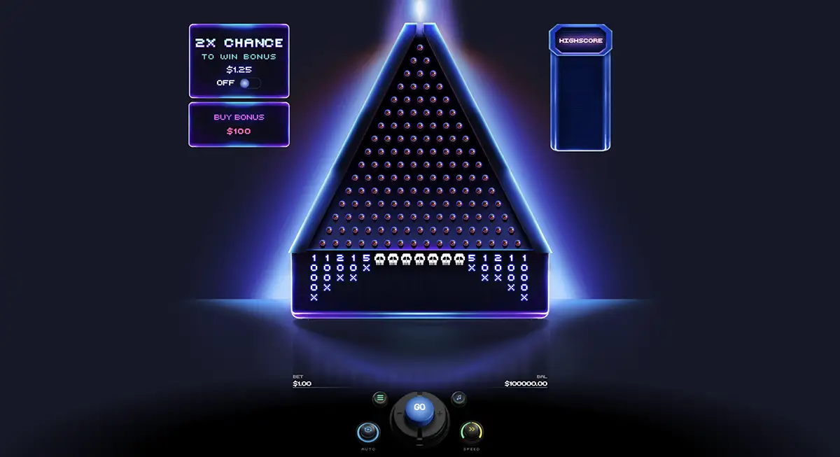 Игра в демонстрационную версию Plinko